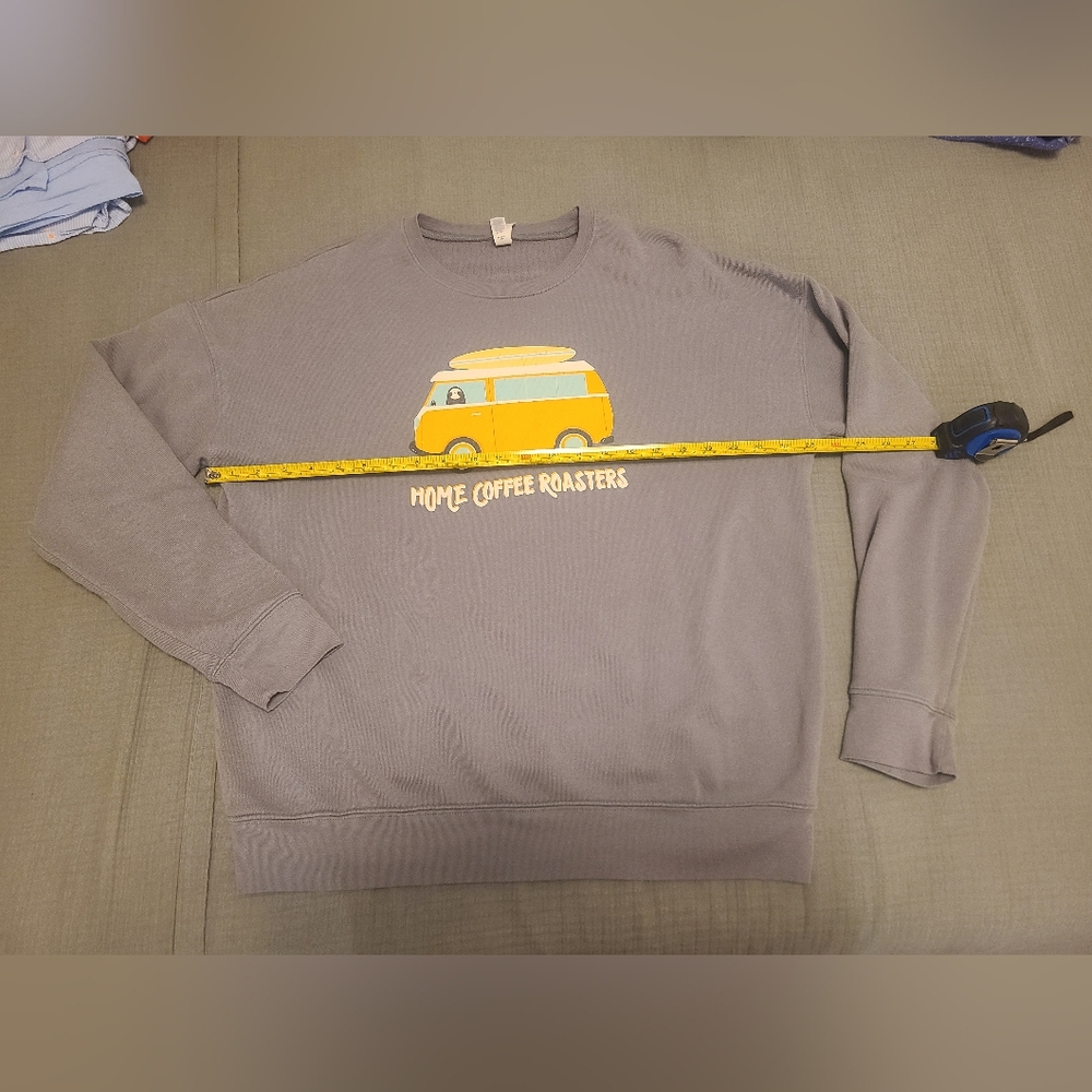 Bella Canvas Women's Crewneck Sweater in Gray with Yellow Graphic